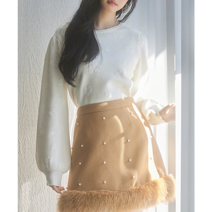 フラワーモチーフ裏起毛ニットプルオーバー | SAISON DE PAPILLON  | 詳細画像20 