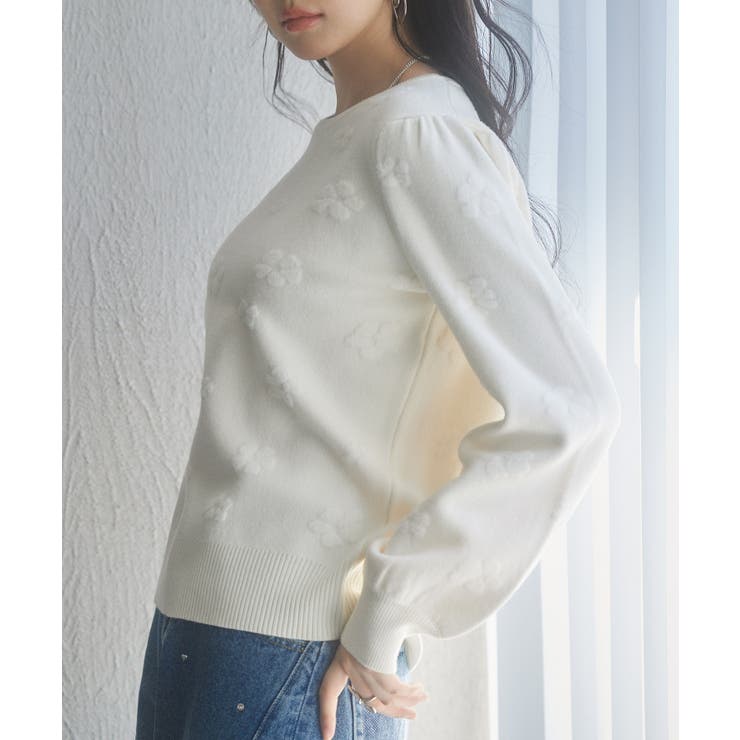 フラワーモチーフ裏起毛ニットプルオーバー | SAISON DE PAPILLON  | 詳細画像11 