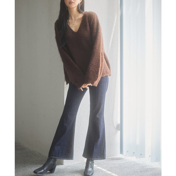 深めVネックドロップショルダーニットプルオーバー | SAISON DE PAPILLON  | 詳細画像6 