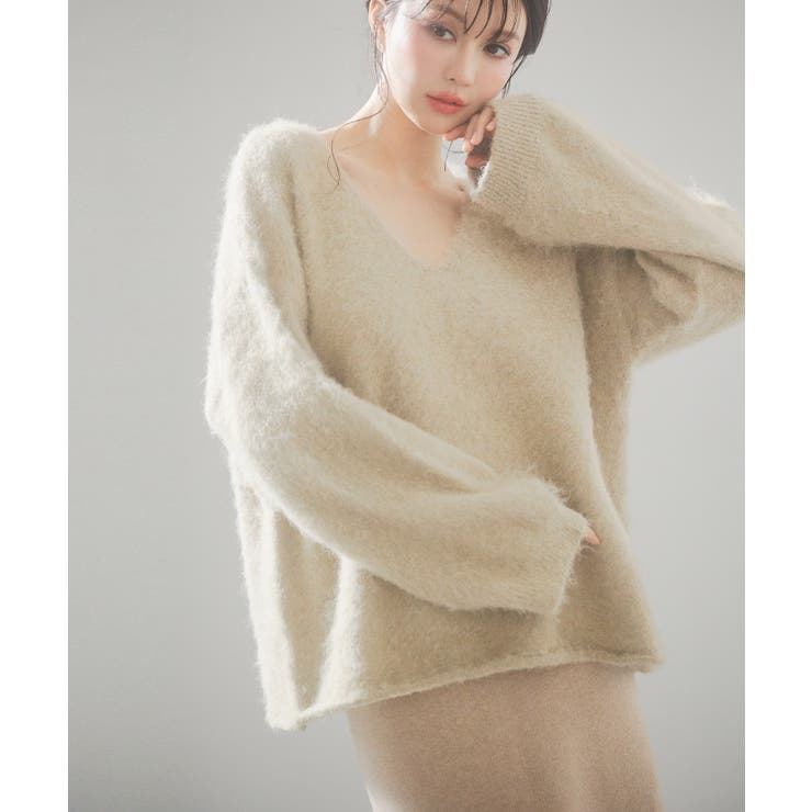 深めVネックドロップショルダーニットプルオーバー | SAISON DE PAPILLON  | 詳細画像39 