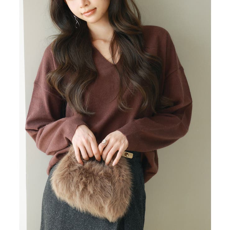 キーネックドロップショルダーニット | SAISON DE PAPILLON  | 詳細画像13 