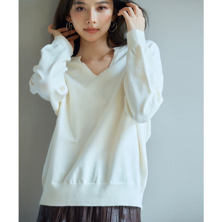 キーネックドロップショルダーニット | SAISON DE PAPILLON  | 詳細画像24 