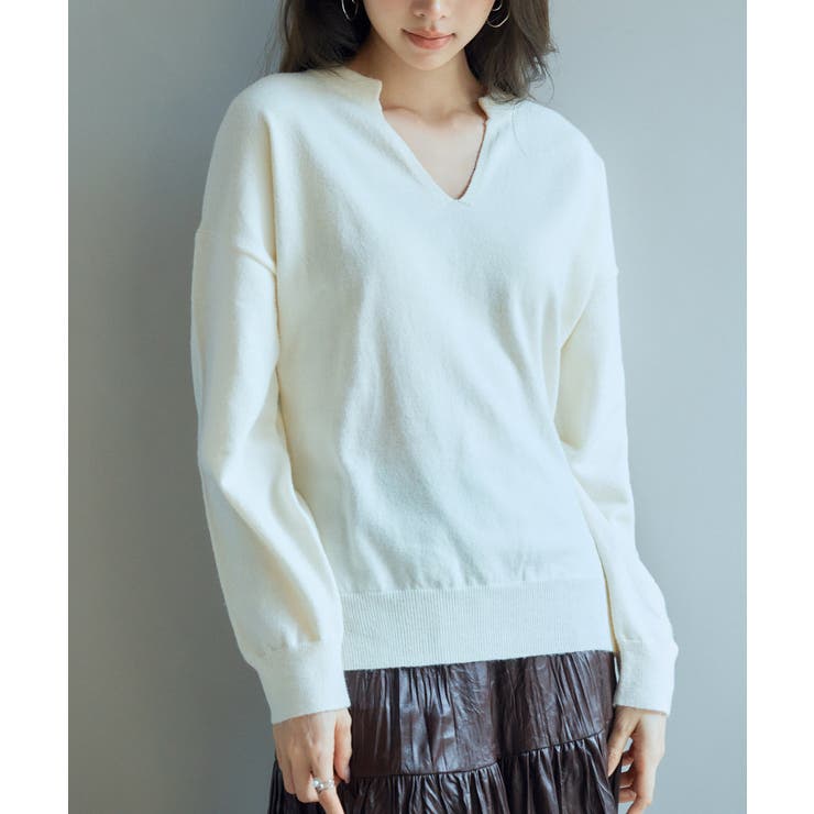 キーネックドロップショルダーニット | SAISON DE PAPILLON  | 詳細画像25 