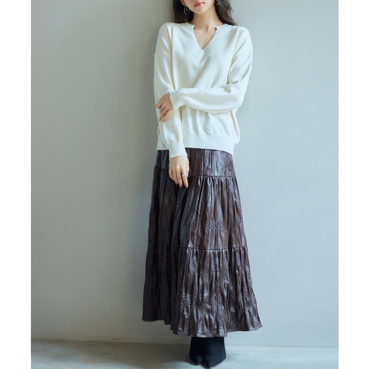 キーネックドロップショルダーニット | SAISON DE PAPILLON  | 詳細画像27 