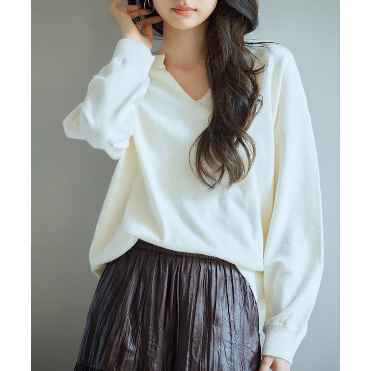 キーネックドロップショルダーニット | SAISON DE PAPILLON  | 詳細画像28 