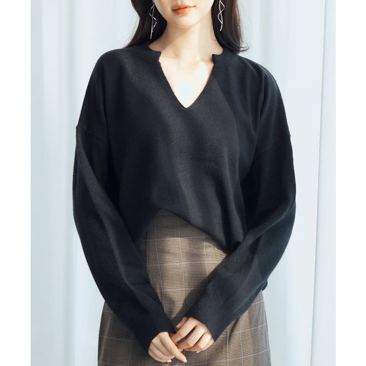 キーネックドロップショルダーニット | SAISON DE PAPILLON  | 詳細画像20 