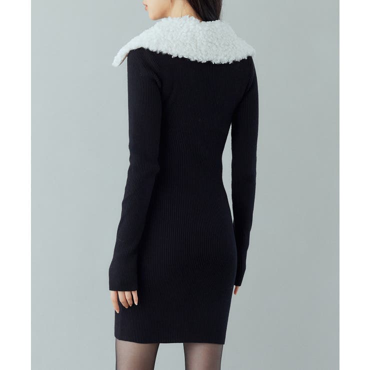 ファー襟付き2wayニットワンピース | SAISON DE PAPILLON  | 詳細画像15 