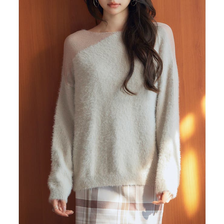 前後2wayふわふわシャギー素材ニット[品番：DSSW0005050]｜SAISON DE