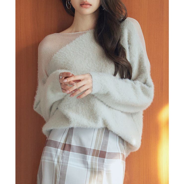 前後2wayふわふわシャギー素材ニット[品番：DSSW0005050]｜SAISON DE