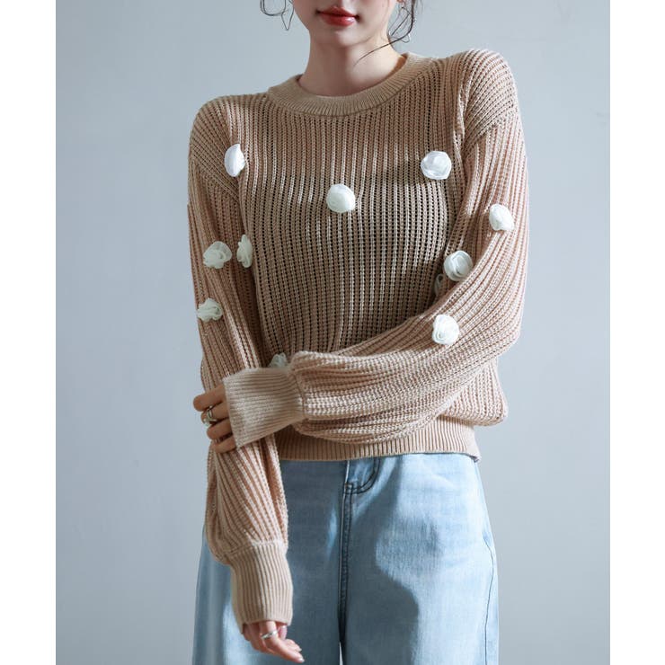 透かし編みモチーフニットプルオーバー | SAISON DE PAPILLON  | 詳細画像13 