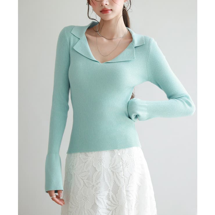 リブ編みポロネックニットプルオーバー | SAISON DE PAPILLON  | 詳細画像11 