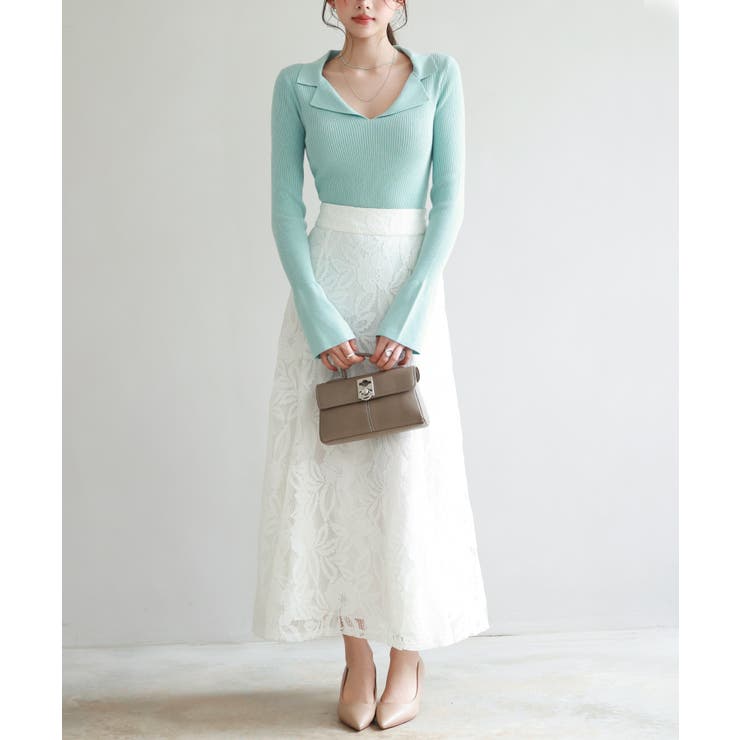 リブ編みポロネックニットプルオーバー | SAISON DE PAPILLON  | 詳細画像14 