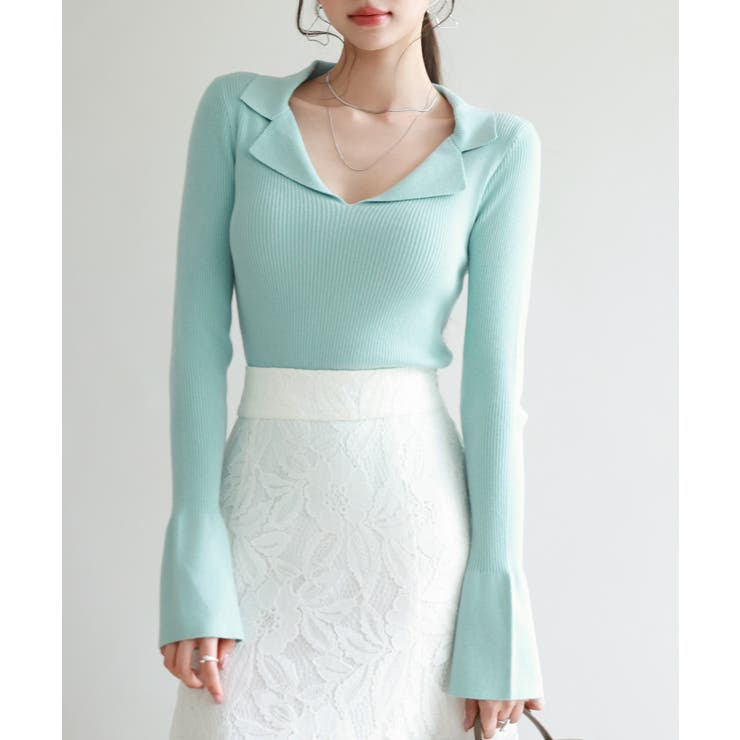 リブ編みポロネックニットプルオーバー | SAISON DE PAPILLON  | 詳細画像17 