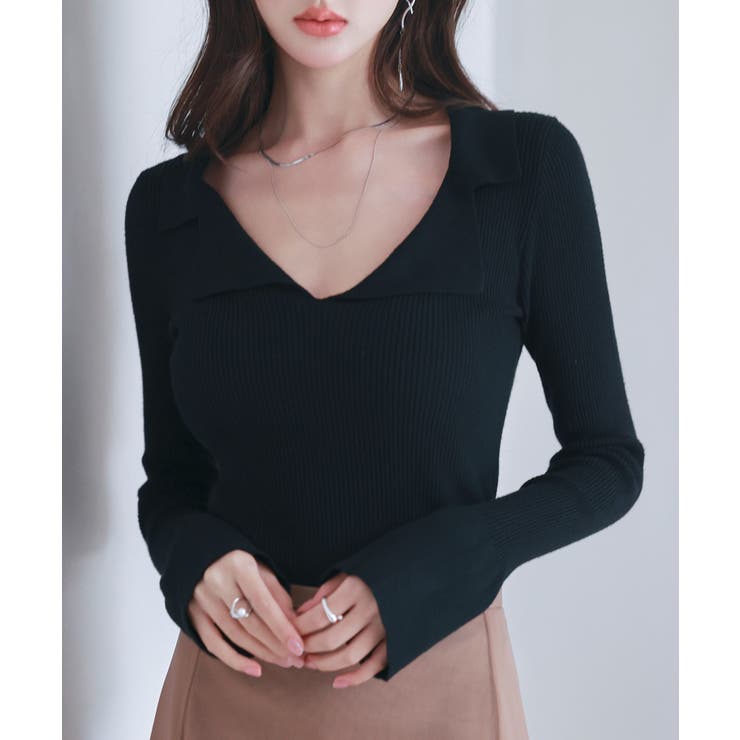 リブ編みポロネックニットプルオーバー | SAISON DE PAPILLON  | 詳細画像20 