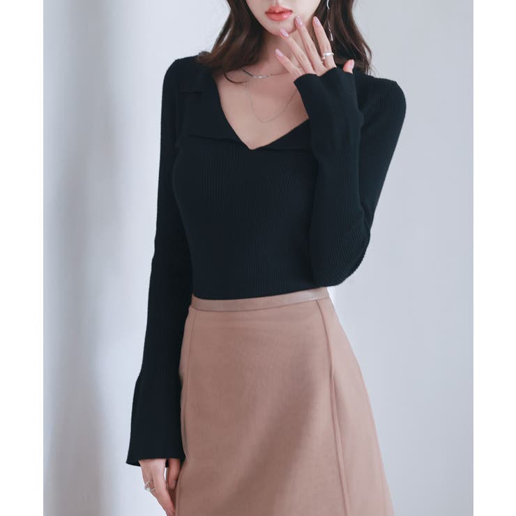 リブ編みポロネックニットプルオーバー | SAISON DE PAPILLON  | 詳細画像23 