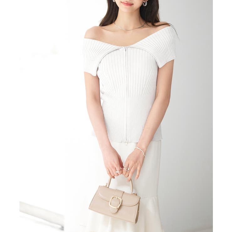 ダブルジップオフショルダーニット | SAISON DE PAPILLON  | 詳細画像12 