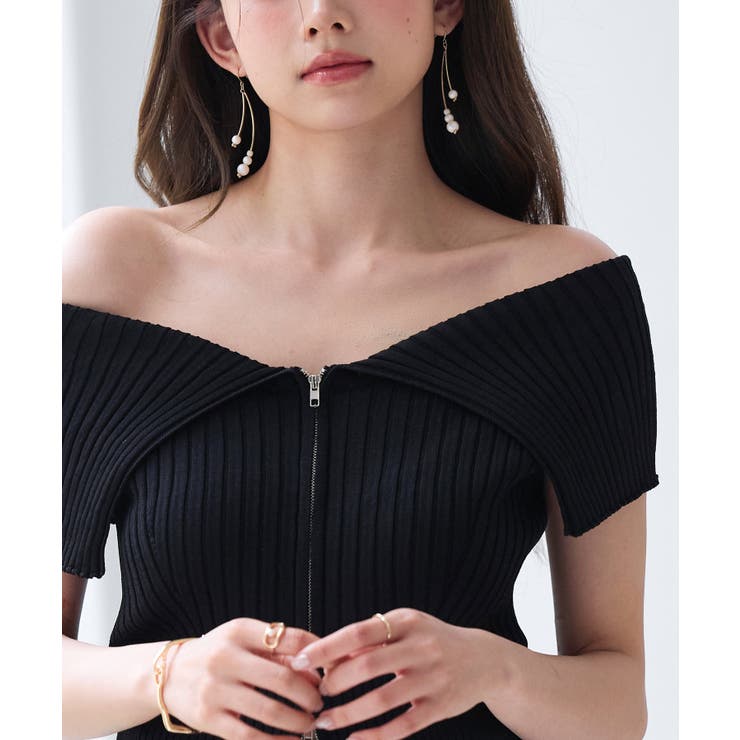 ダブルジップオフショルダーニット | SAISON DE PAPILLON  | 詳細画像23 