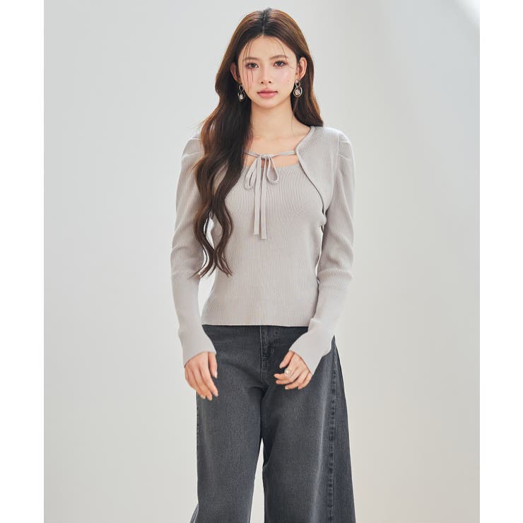 レイヤード風リブ編みニットトップス | SAISON DE PAPILLON  | 詳細画像6 