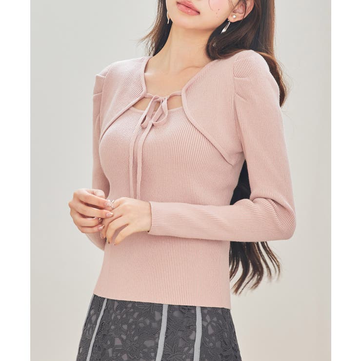 レイヤード風リブ編みニットトップス | SAISON DE PAPILLON  | 詳細画像22 