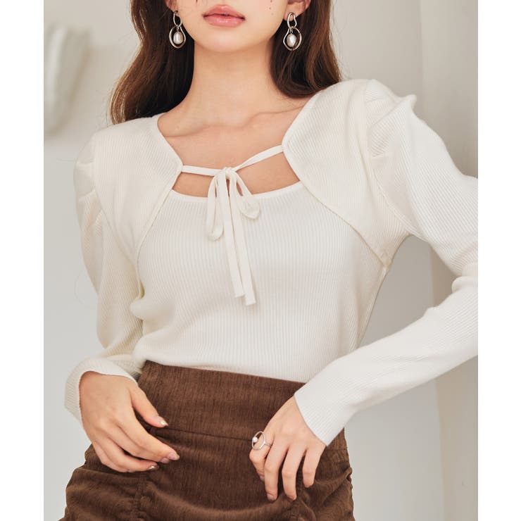 レイヤード風リブ編みニットトップス | SAISON DE PAPILLON  | 詳細画像30 