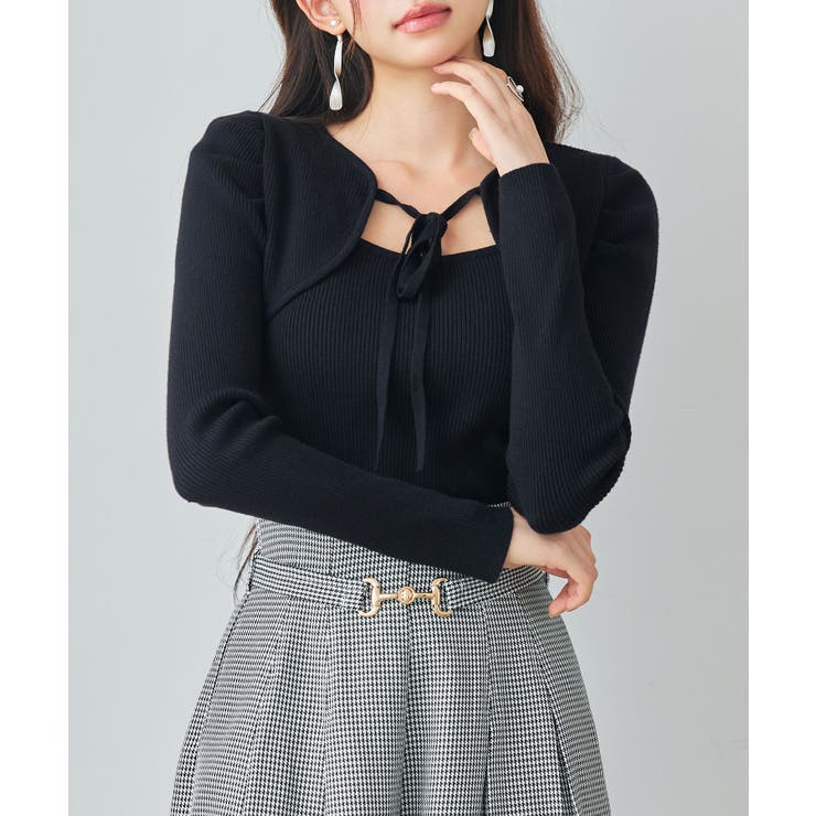 レイヤード風リブ編みニットトップス | SAISON DE PAPILLON  | 詳細画像16 