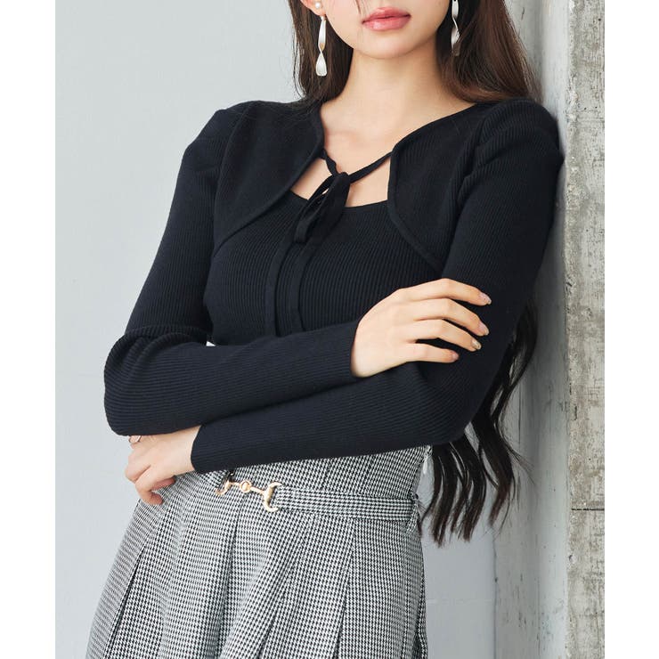 レイヤード風リブ編みニットトップス | SAISON DE PAPILLON  | 詳細画像17 