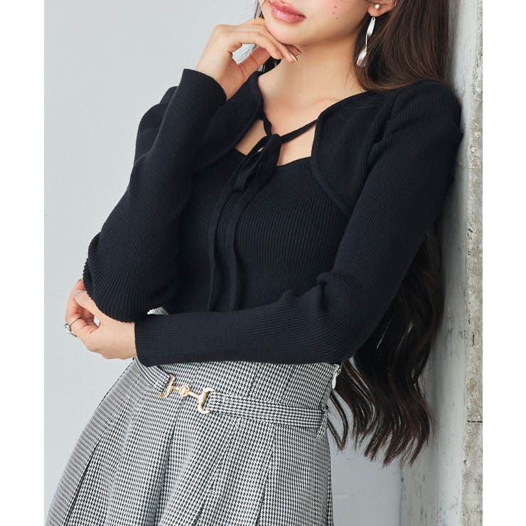 レイヤード風リブ編みニットトップス | SAISON DE PAPILLON  | 詳細画像18 