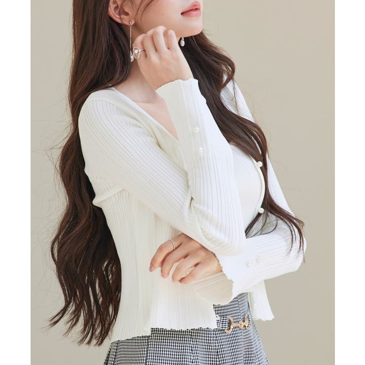 レイヤードランダムリブ編みニットトップス | SAISON DE PAPILLON  | 詳細画像12 