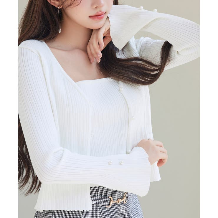 レイヤードランダムリブ編みニットトップス | SAISON DE PAPILLON  | 詳細画像14 