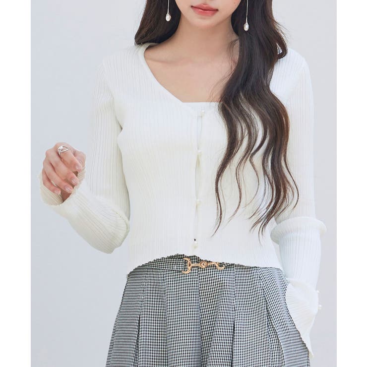 レイヤードランダムリブ編みニットトップス | SAISON DE PAPILLON  | 詳細画像3 