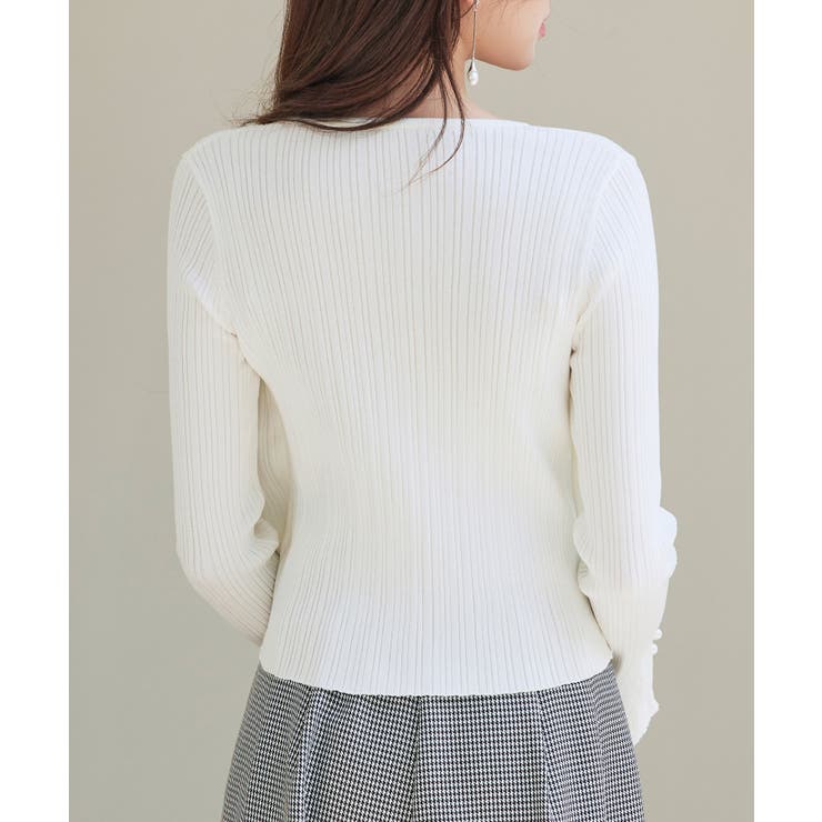 レイヤードランダムリブ編みニットトップス | SAISON DE PAPILLON  | 詳細画像5 