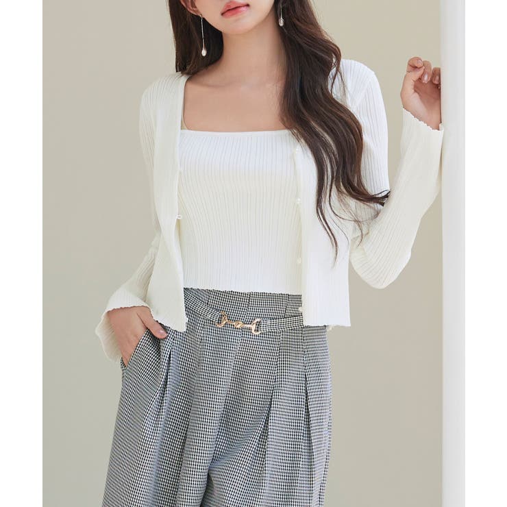 レイヤードランダムリブ編みニットトップス | SAISON DE PAPILLON  | 詳細画像9 