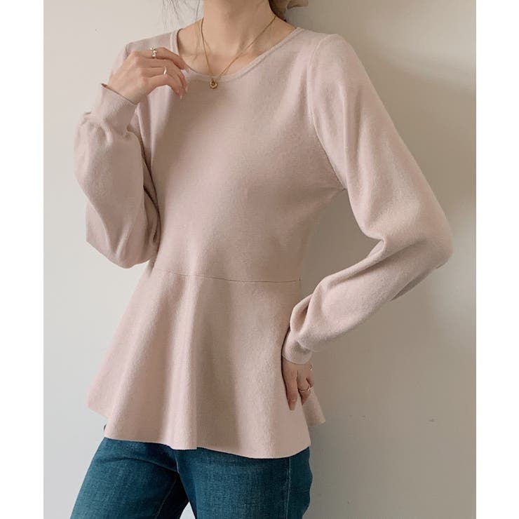 クルーネックペプラムニットトップス | SAISON DE PAPILLON  | 詳細画像2 