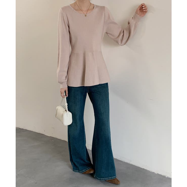 クルーネックペプラムニットトップス | SAISON DE PAPILLON  | 詳細画像4 