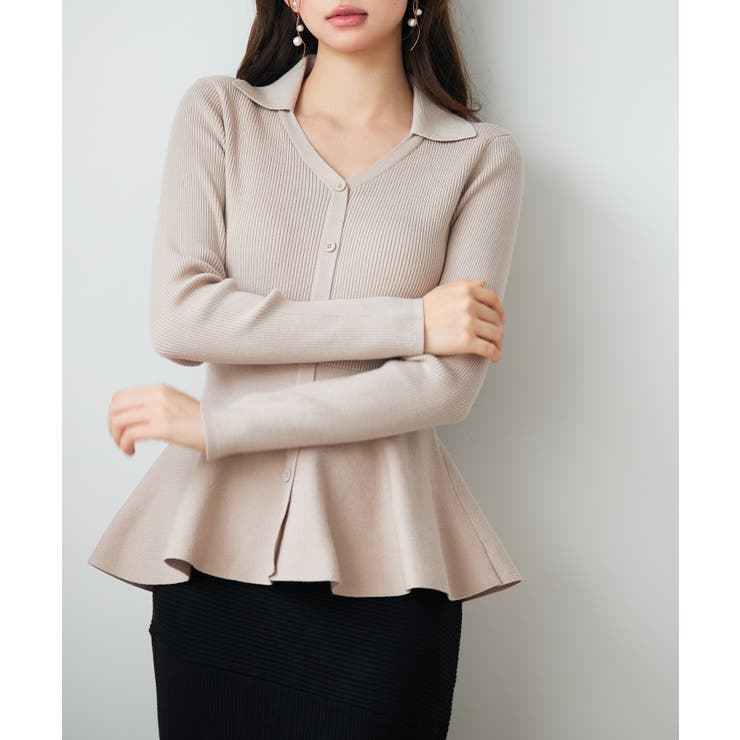 スキッパー・カラーペプラムニットトッブス | SAISON DE PAPILLON  | 詳細画像11 