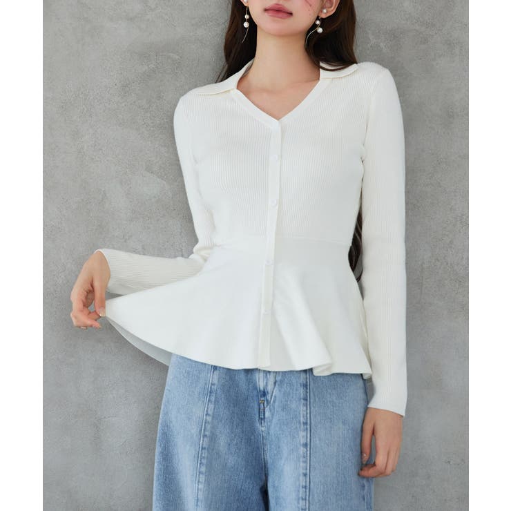 スキッパー・カラーペプラムニットトッブス | SAISON DE PAPILLON  | 詳細画像3 