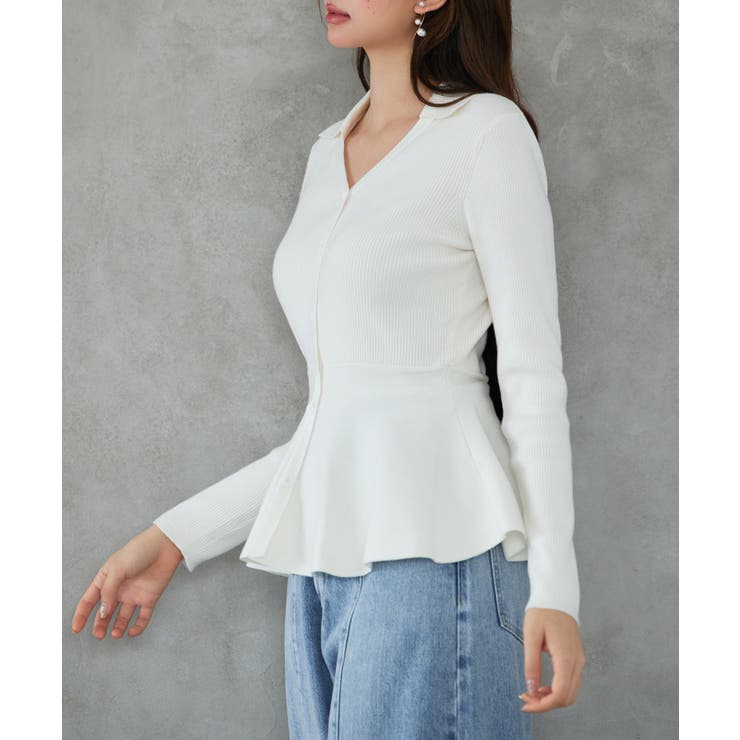 スキッパー・カラーペプラムニットトッブス | SAISON DE PAPILLON  | 詳細画像4 