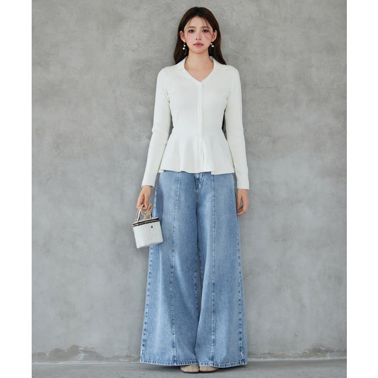 スキッパー・カラーペプラムニットトッブス | SAISON DE PAPILLON  | 詳細画像6 