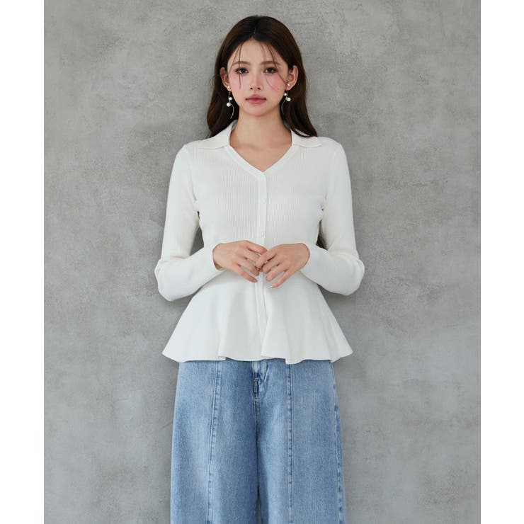 スキッパー・カラーペプラムニットトッブス | SAISON DE PAPILLON  | 詳細画像7 