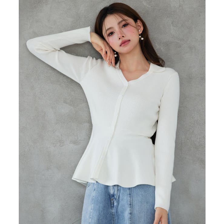 スキッパー・カラーペプラムニットトッブス | SAISON DE PAPILLON  | 詳細画像8 