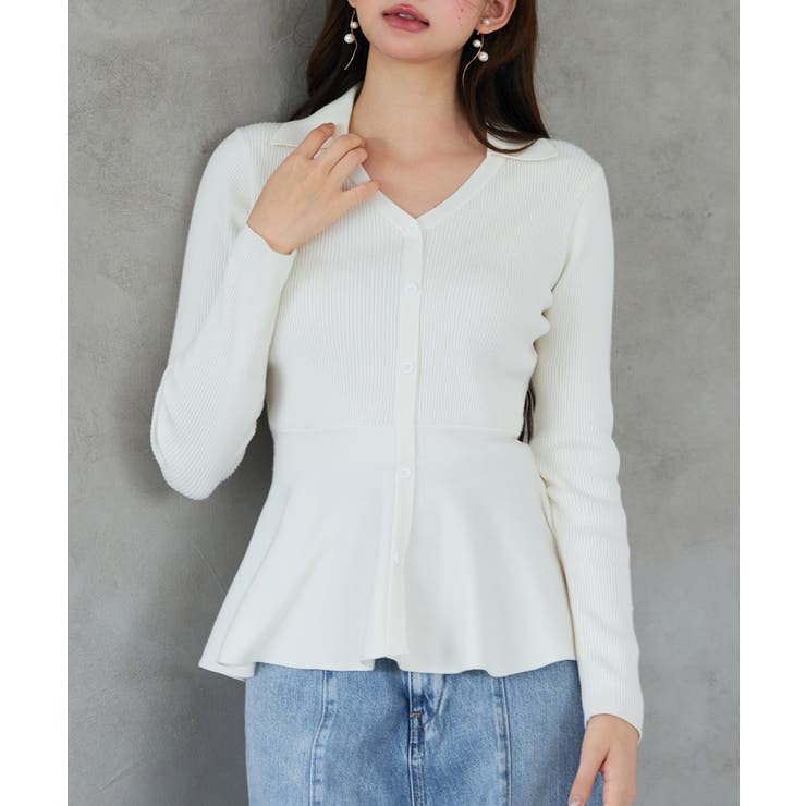 スキッパー・カラーペプラムニットトッブス | SAISON DE PAPILLON  | 詳細画像9 