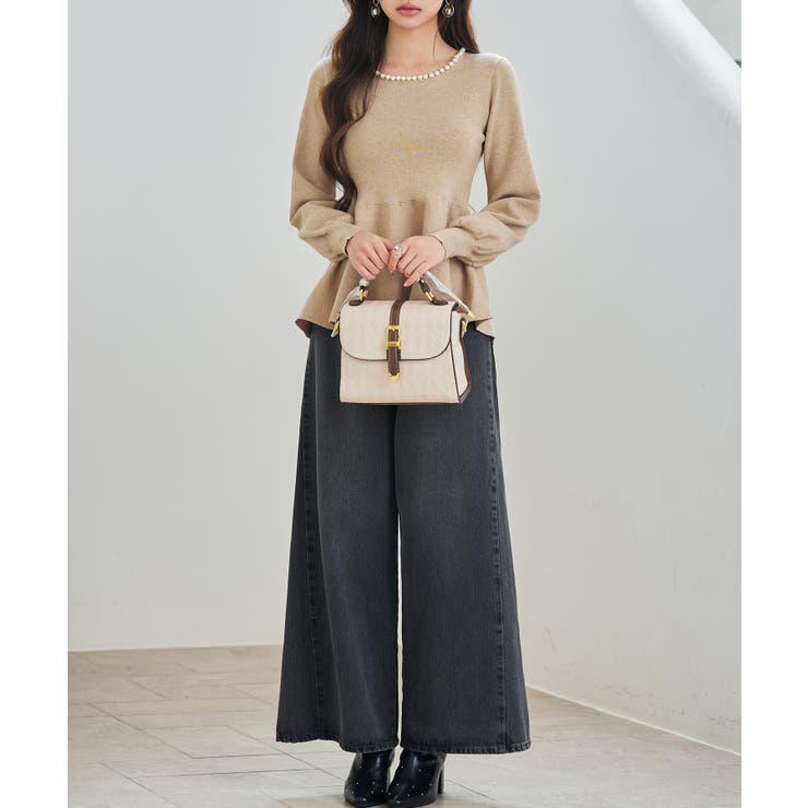 パール付きニットペプラムプルオーバー | SAISON DE PAPILLON  | 詳細画像23 