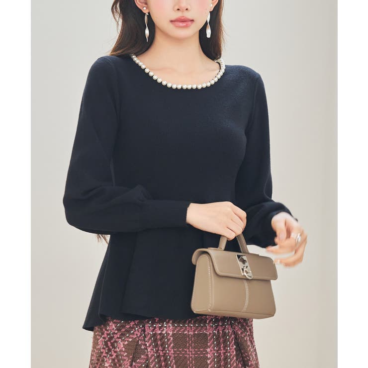 パール付きニットペプラムプルオーバー | SAISON DE PAPILLON  | 詳細画像12 