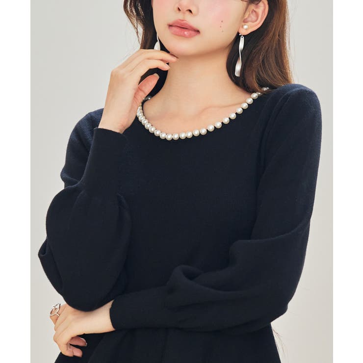 パール付きニットペプラムプルオーバー | SAISON DE PAPILLON  | 詳細画像16 