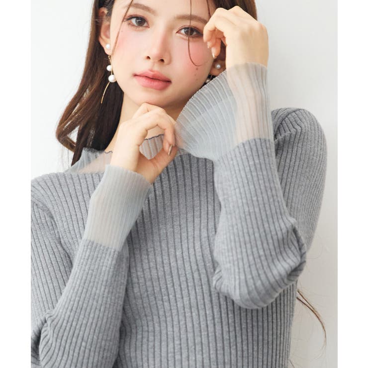 シアドッギング長袖リブニットトップス | SAISON DE PAPILLON  | 詳細画像32 