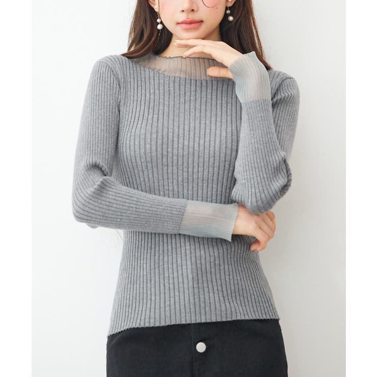 シアドッギング長袖リブニットトップス | SAISON DE PAPILLON  | 詳細画像25 