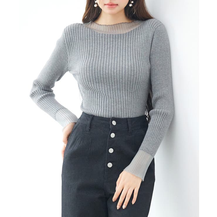 シアドッギング長袖リブニットトップス | SAISON DE PAPILLON  | 詳細画像28 