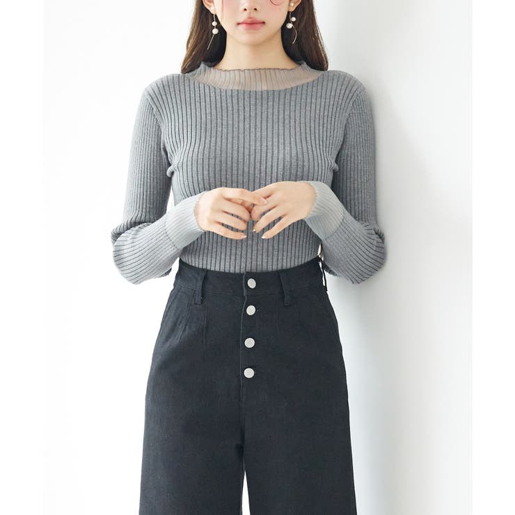 シアドッギング長袖リブニットトップス | SAISON DE PAPILLON  | 詳細画像31 