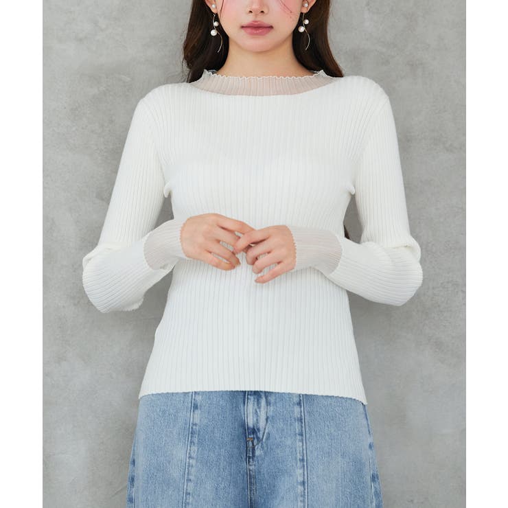 シアドッギング長袖リブニットトップス | SAISON DE PAPILLON  | 詳細画像9 