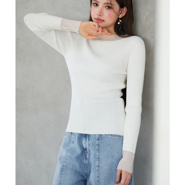 シアドッギング長袖リブニットトップス | SAISON DE PAPILLON  | 詳細画像10 